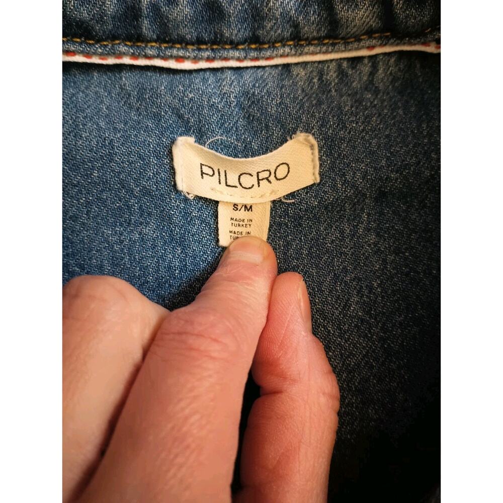 Anthropologie Pilcro Denim Shacket S/M Oversized Distressed Raw Hem Chore - Picture 8 of 12